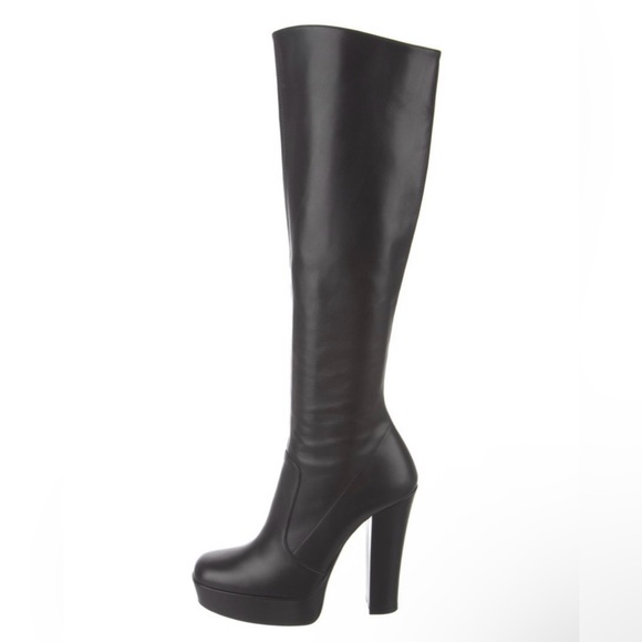 Saint Laurent Black Over the Knee Boots - Picture 1 of 9